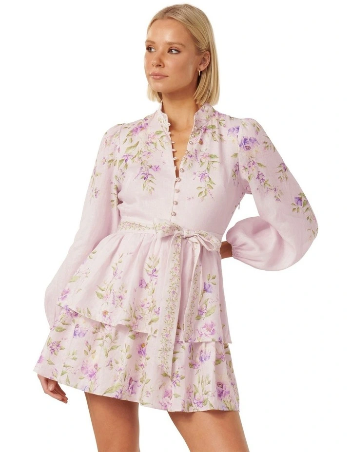 Raine Printed Tiered Mini Dress in Delta Floral image 1