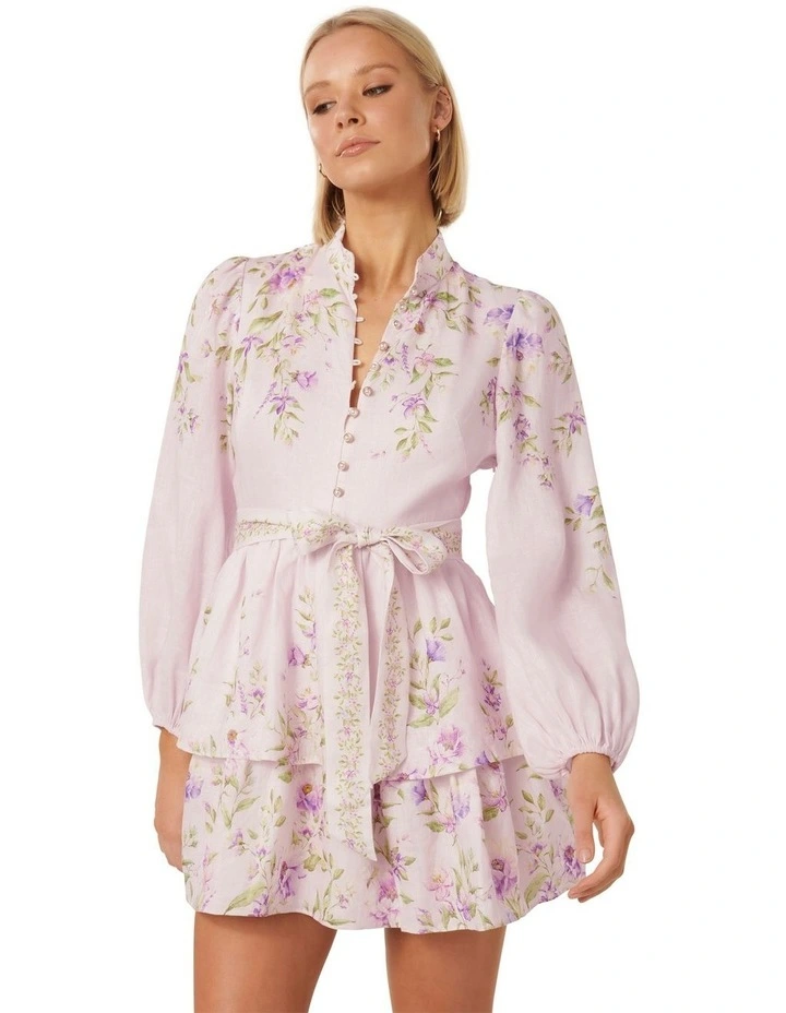 Raine Printed Tiered Mini Dress in Delta Floral image 3