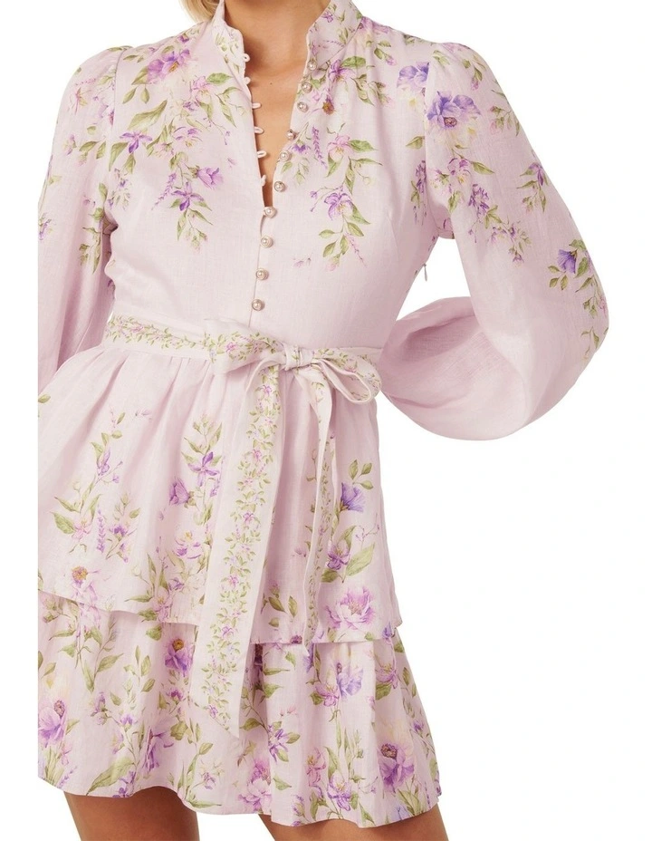 Raine Printed Tiered Mini Dress in Delta Floral image 4