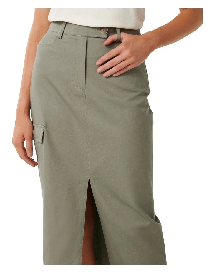 Evelyn Split Midi Skirt in Green image 4