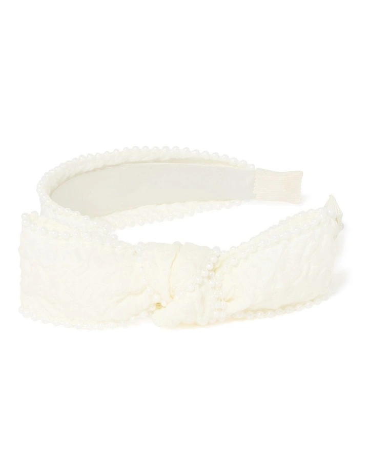 Tamsin Pearl Edge Bow Headband in Cream image 1
