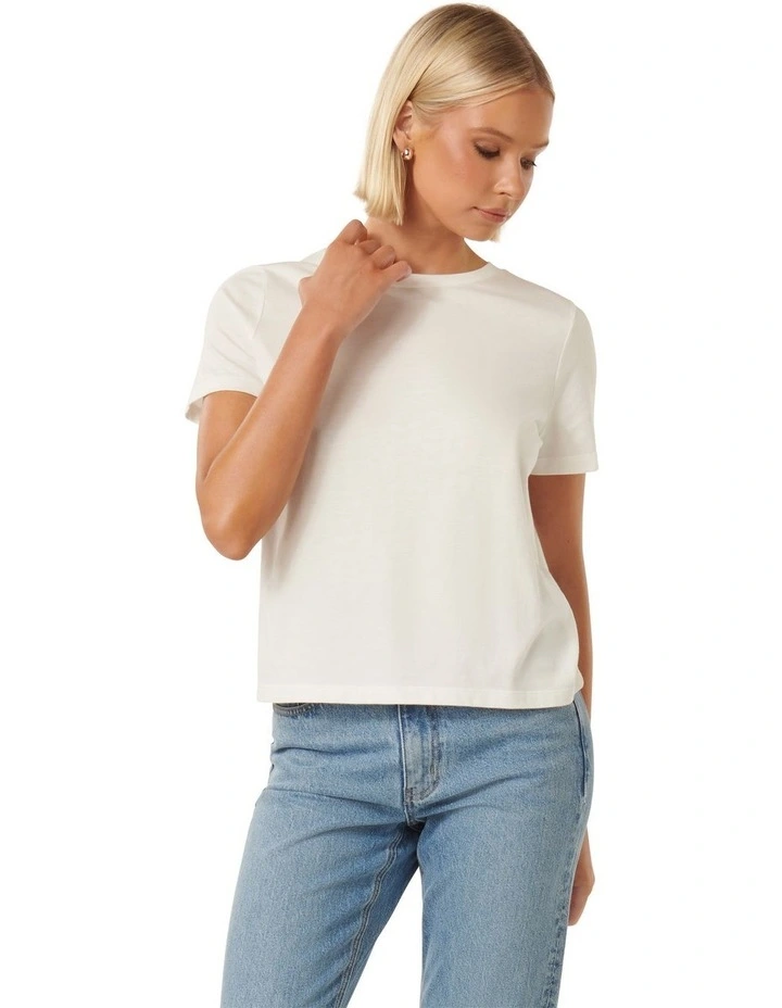 Lara Boxy Crew Neck Tee in White image 1