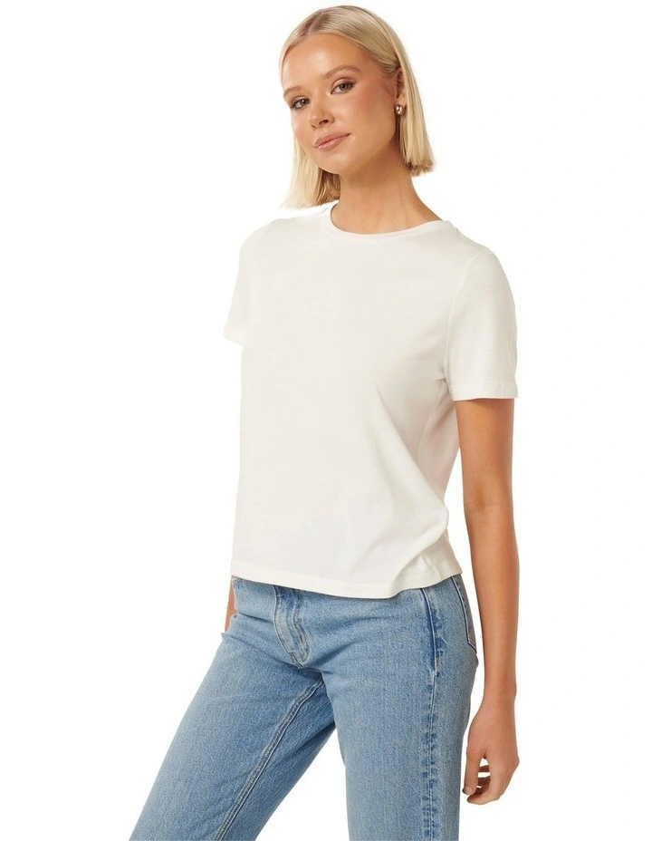 Lara Boxy Crew Neck Tee in White image 3