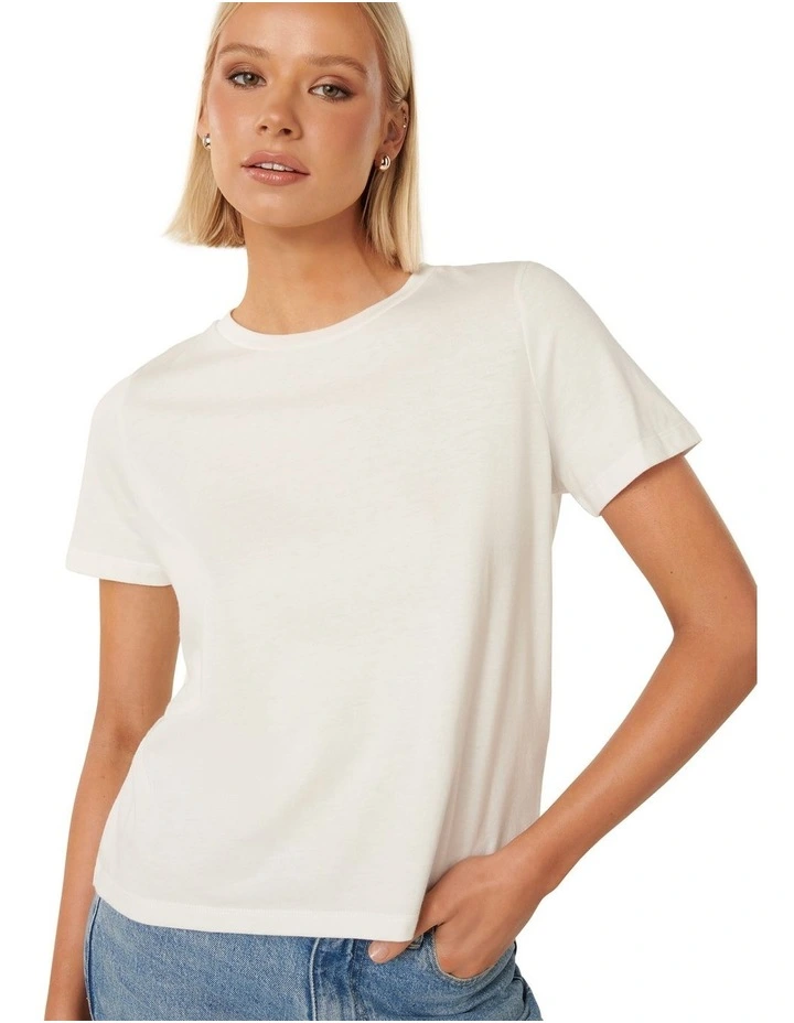 Lara Boxy Crew Neck Tee in White image 4