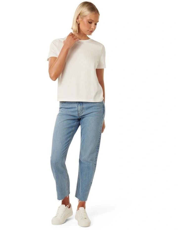Lara Boxy Crew Neck Tee in White image 5