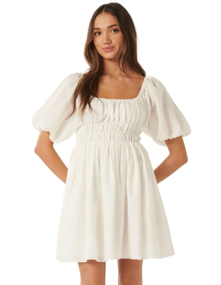 Mary Jane Off Shoulder Mini Dress in Porcelain image 1