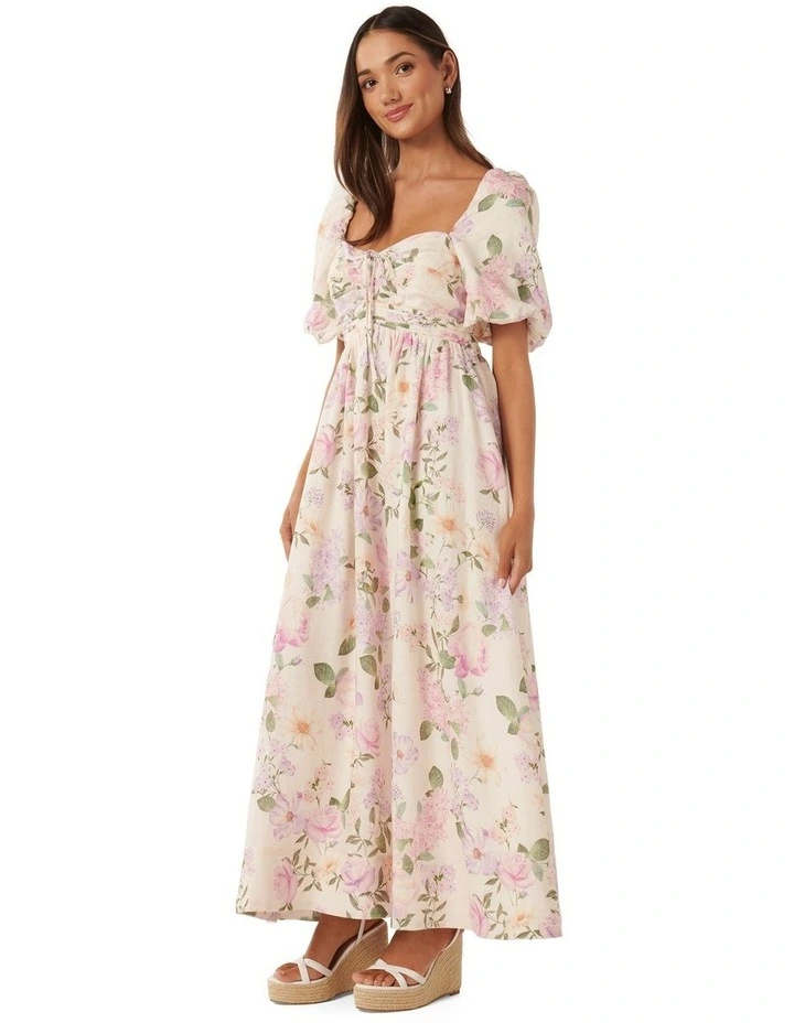 Destiny Linen Midi Dress in Lilac Hope Floral image 3