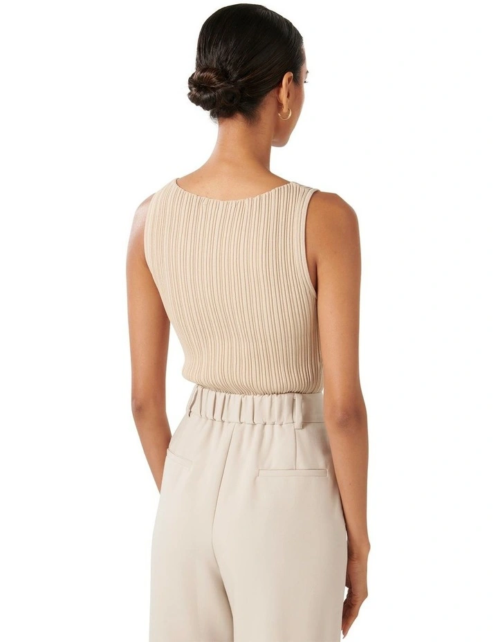 Evie Boat Neck Knit Tank Top in Warm Stone image 2