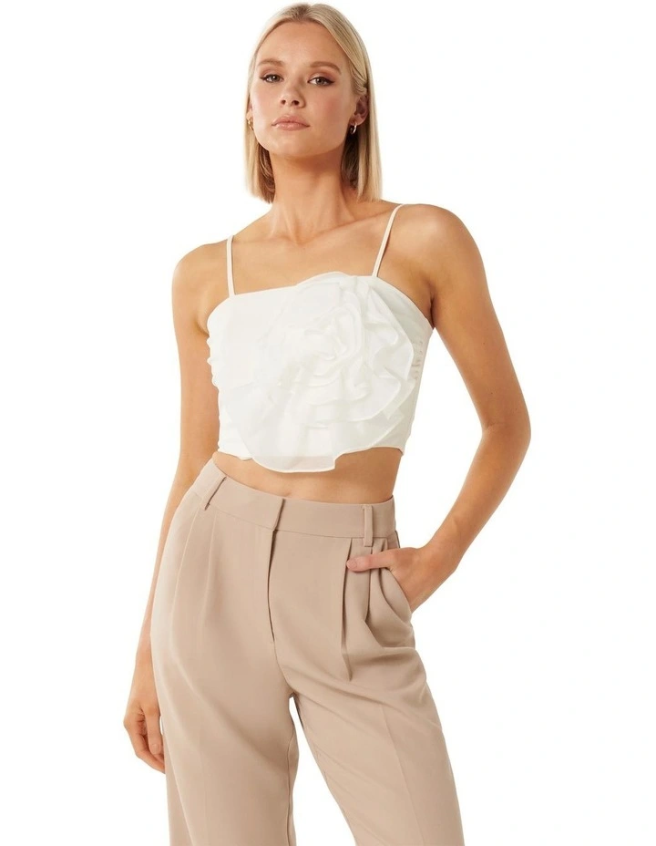 Bailey Rosette Bustier Top in White image 1