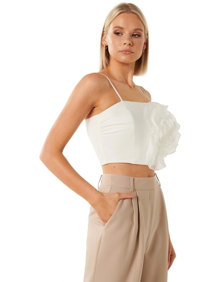 Bailey Rosette Bustier Top in White image 3