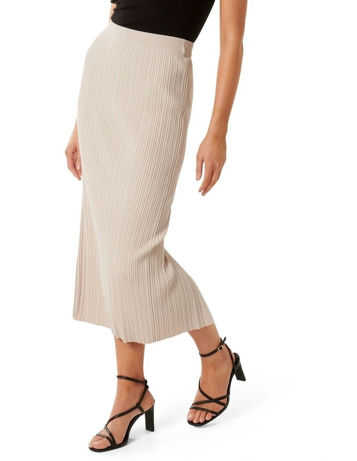 Evie Multi Rib Knit Skirt in Sand image 3