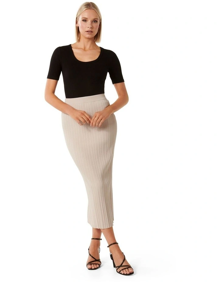 Evie Multi Rib Knit Skirt in Sand image 5