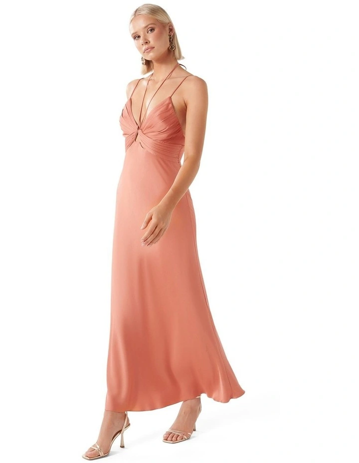 white christmas dresses One Shoulder Cut Out Satin Slit Dress, Orange / Xs main image 1