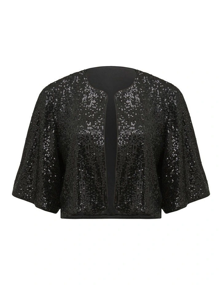Charli Sequin Cape in Black image 1