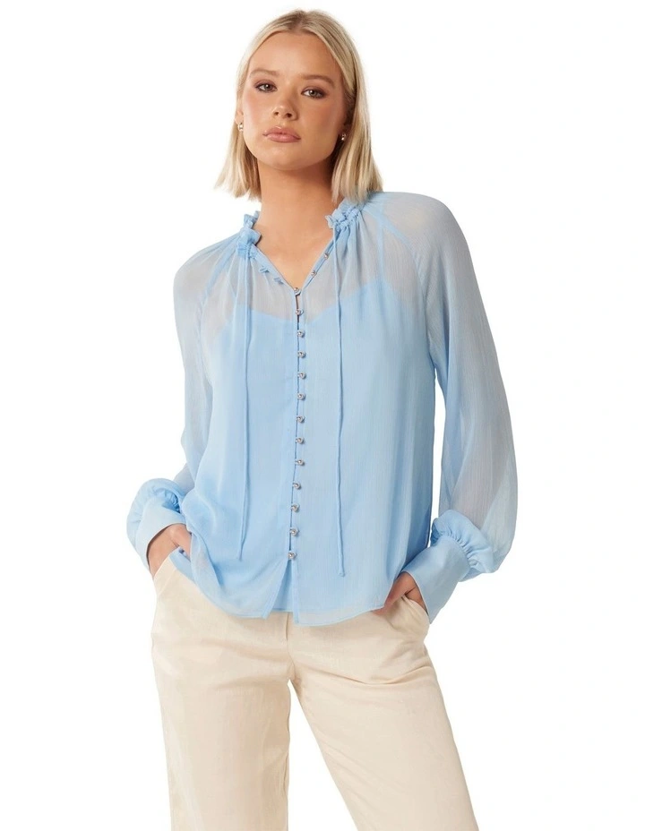 Ashton Raglan Blouse in Forget Me Not Blue image 1