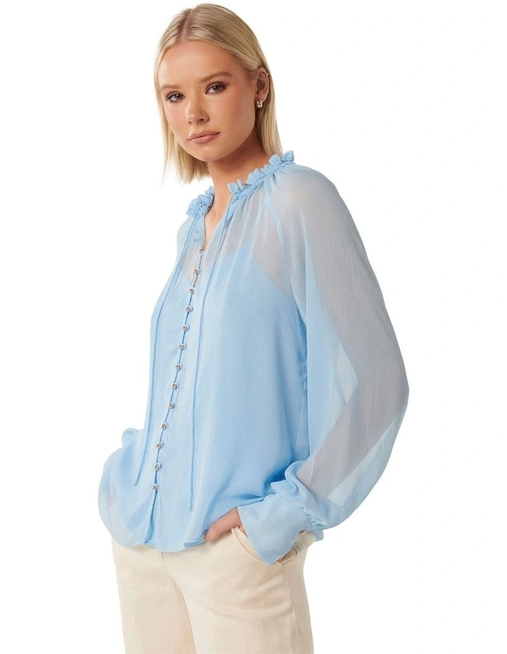 Ashton Raglan Blouse in Forget Me Not Blue image 3