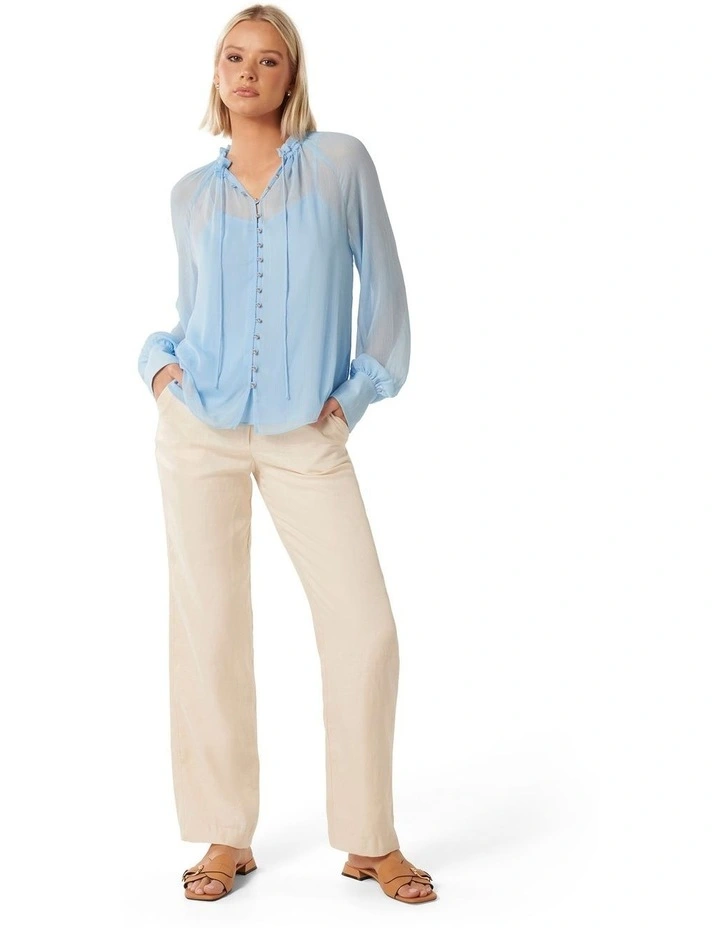 Ashton Raglan Blouse in Forget Me Not Blue image 5