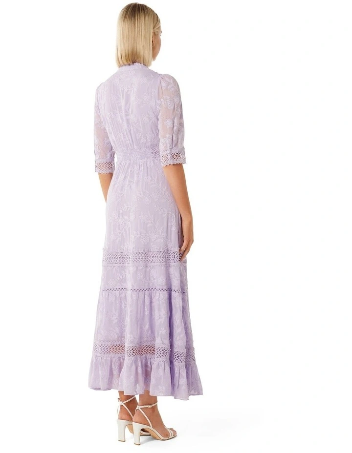 Lillian Trim Detail Shirt Dress in Purple image 2