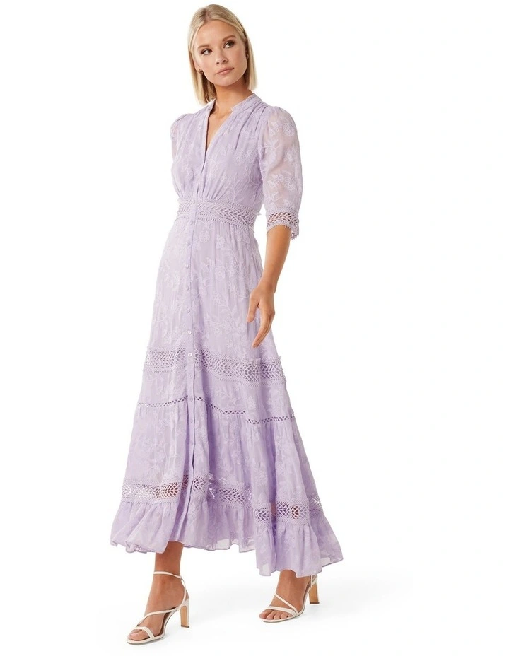Lillian Trim Detail Shirt Dress in Purple image 3