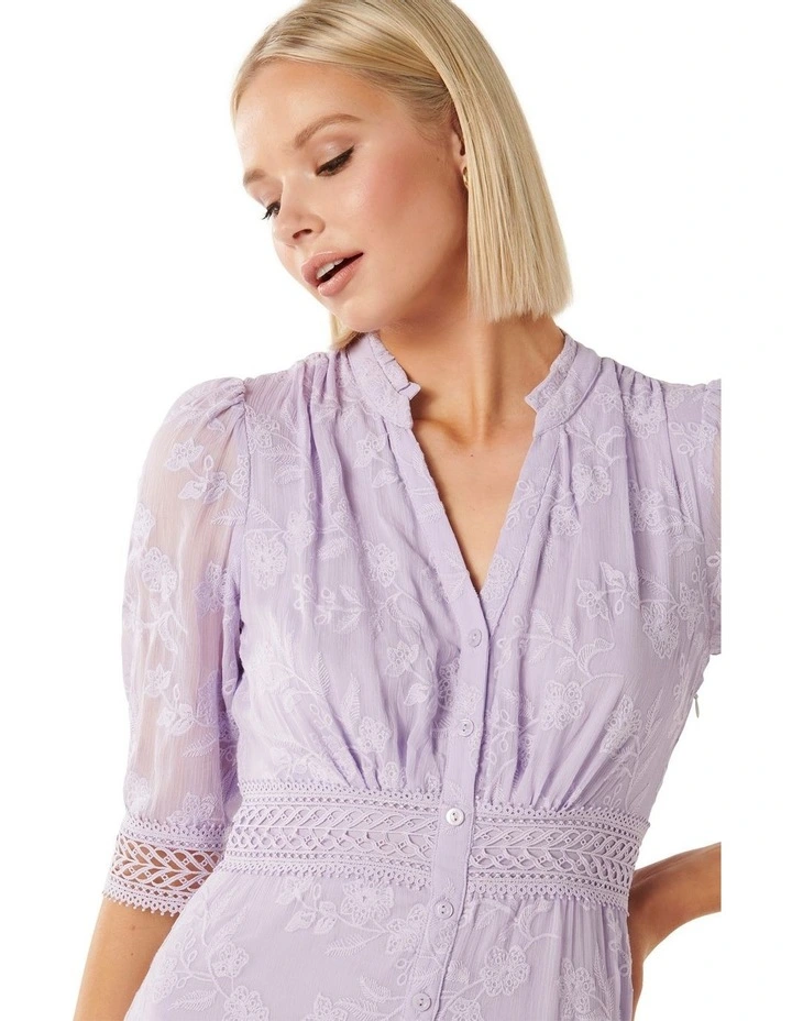 Lillian Trim Detail Shirt Dress in Purple image 4