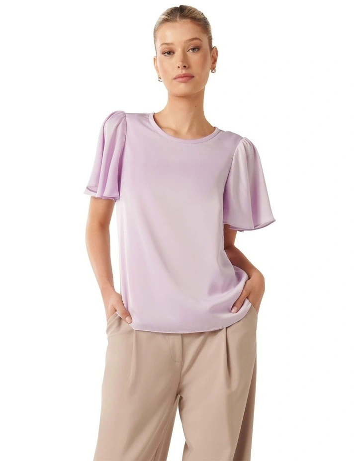 Wanda Woven Flutter Tee in Pale Orchid image 1