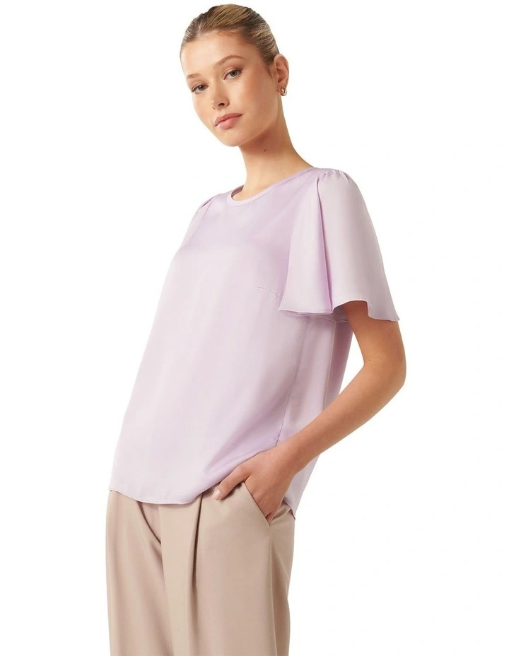 Wanda Woven Flutter Tee in Pale Orchid image 3