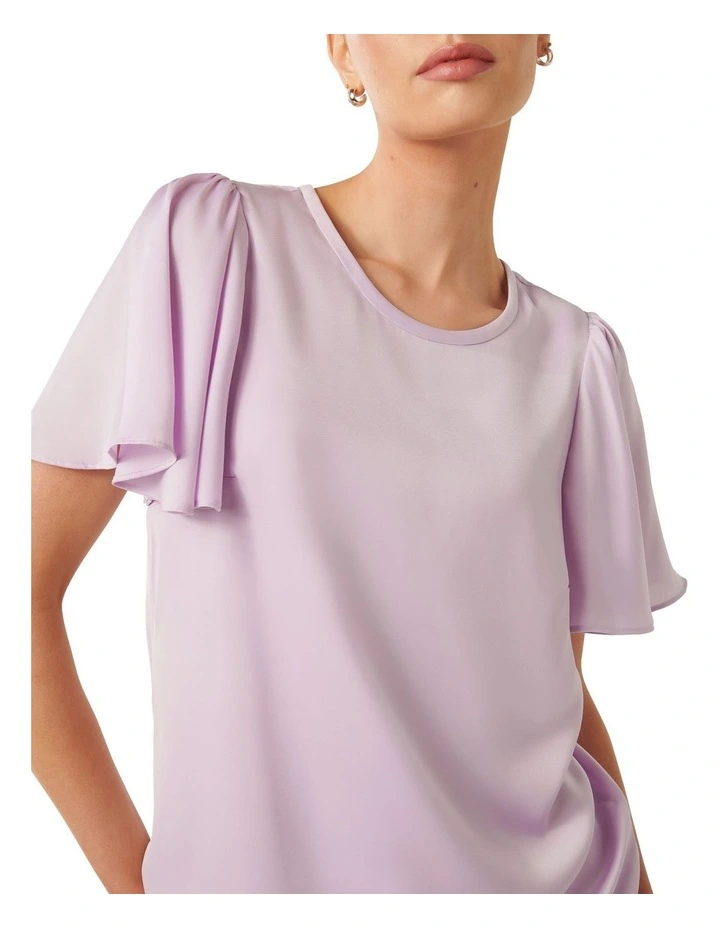 Wanda Woven Flutter Tee in Pale Orchid image 4