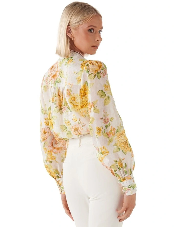 Vera Printed Rami Blouse in Yellow image 2