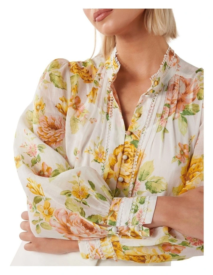 Vera Printed Rami Blouse in Yellow image 4