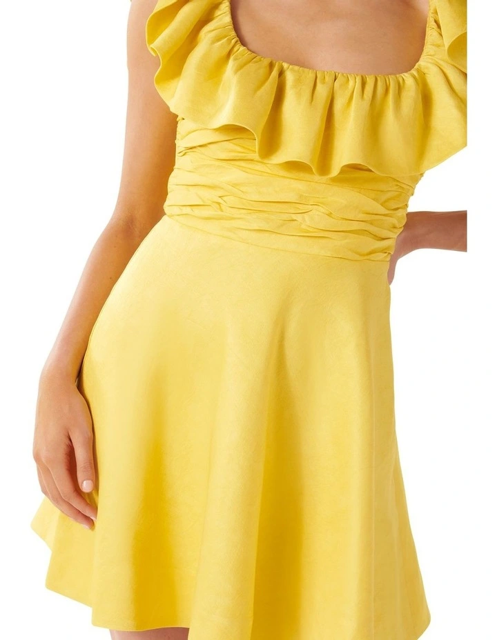 Alice Ruffle Neck Mini Dress in Yellow image 4