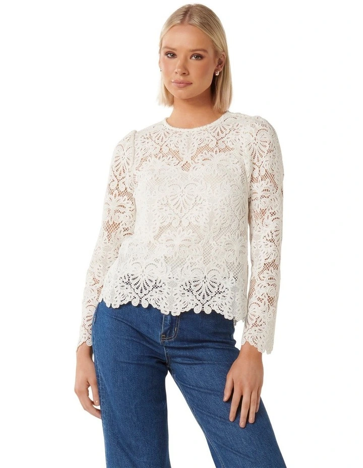 Lucille Lace Shell Top in White image 1