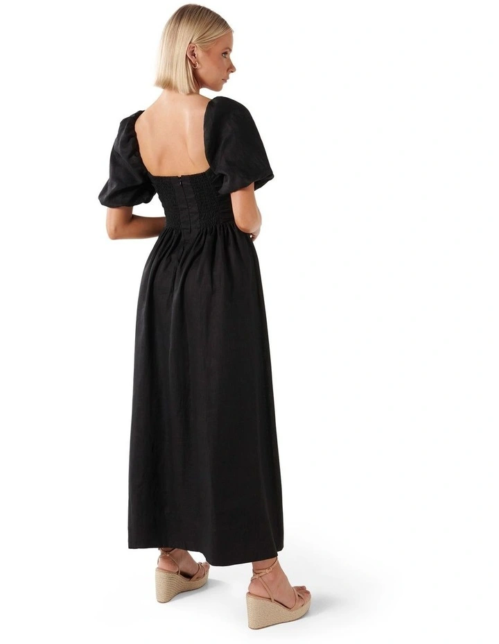 Destiny Ruched Bodice Midi Dress in Black image 2