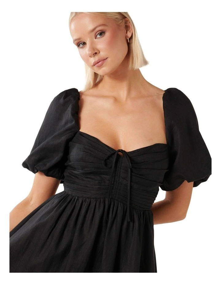 Destiny Ruched Bodice Midi Dress in Black image 4