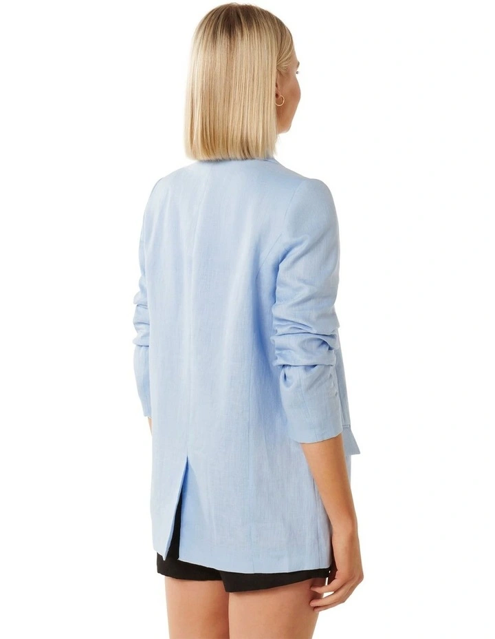 Lacey Linen Blazer in Blue image 2