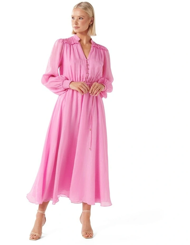 Anita Long-Sleeved Midi Dress in Pink image 1