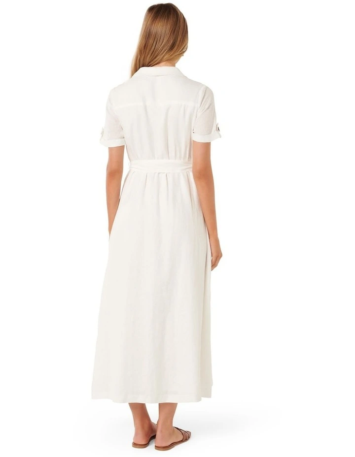 Milla Belted Shirt Dress in White image 2