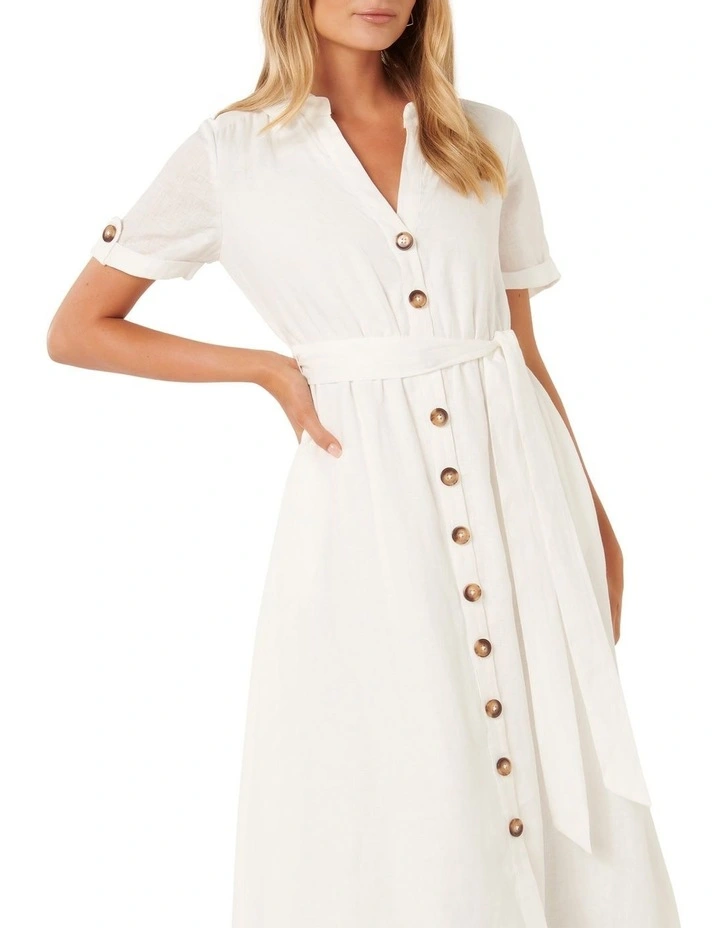 Milla Belted Shirt Dress in White image 4