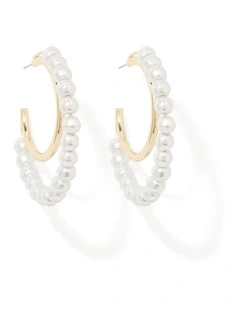 Signature Gaia Pearl And Metal Hoop Earrings in Pearl/Gold