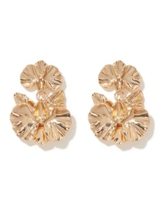 Signature Saskia Statement Flower Earrings in Gold