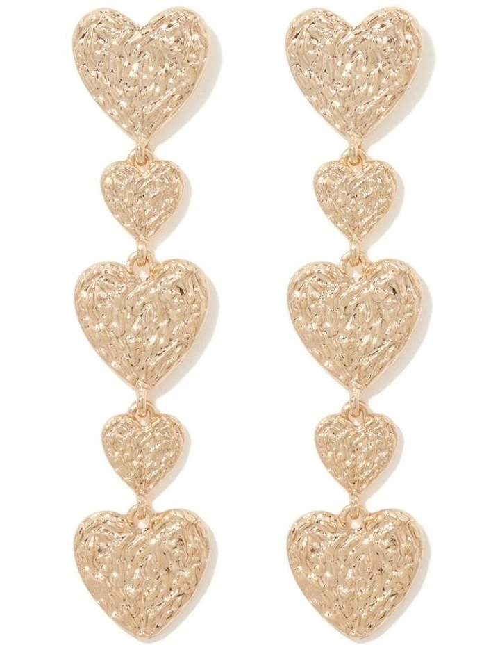 Signature Sally Textured Heart Earrings in Gold image 1