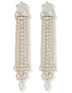 Signature Delta Statement Stone Drop Earrings in Silver
