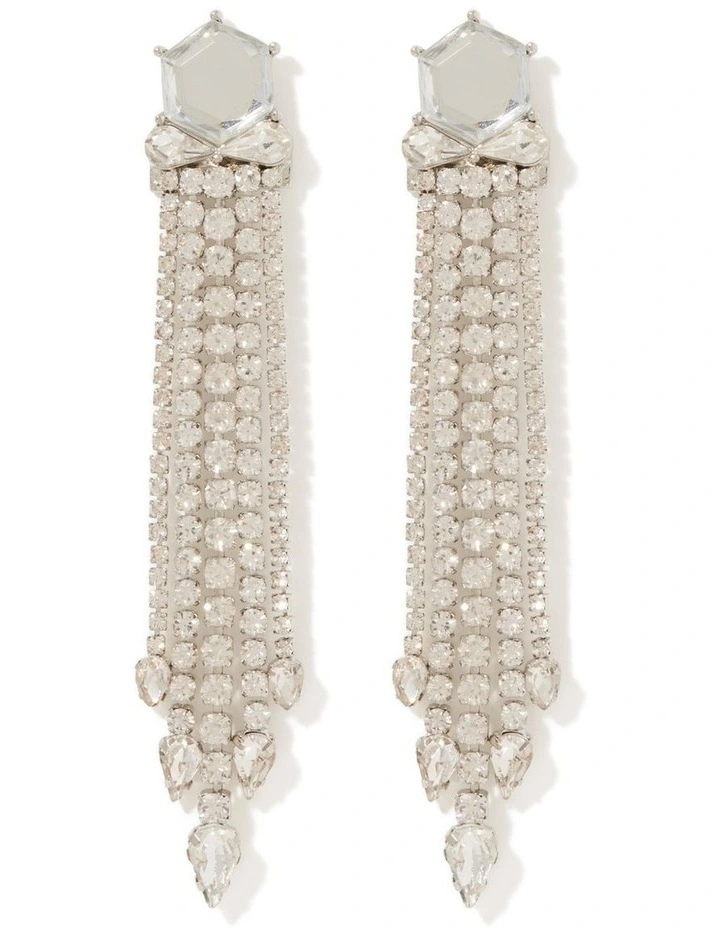 Signature Delta Statement Stone Drop Earrings in Silver image 1