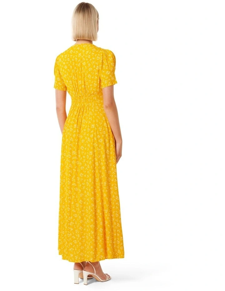 Saffron Printed Sun Dress in Gold image 2