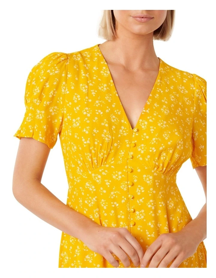 Saffron Printed Sun Dress in Gold image 4
