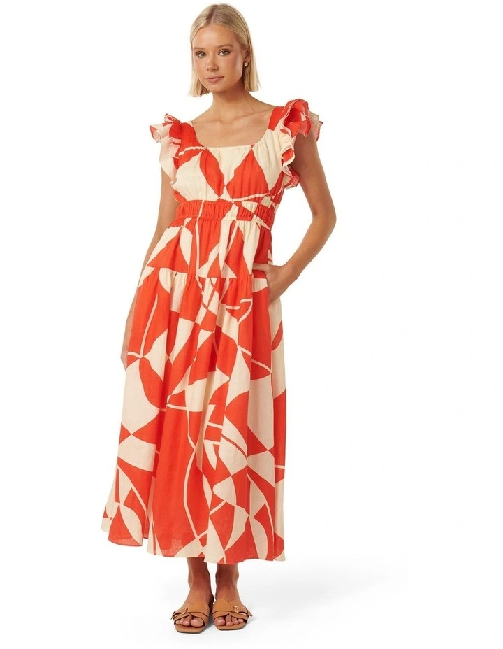 open lace back dress Danni Asym Bow Midi Dress Orange Fire main image 0