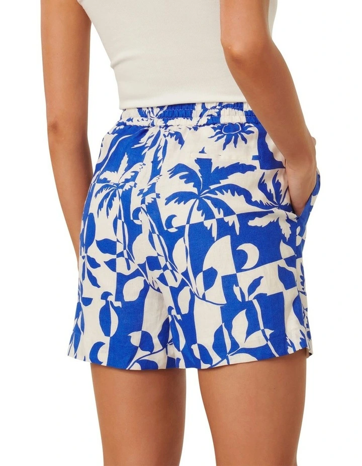 Winnie Elastic Waist Shorts in Blue image 2