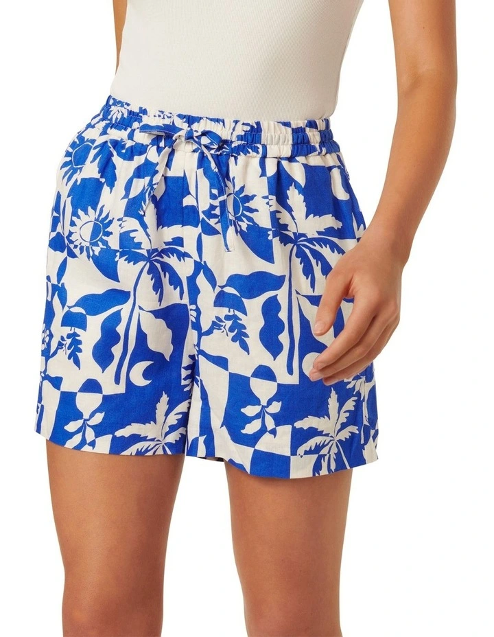 Winnie Elastic Waist Shorts in Blue image 3
