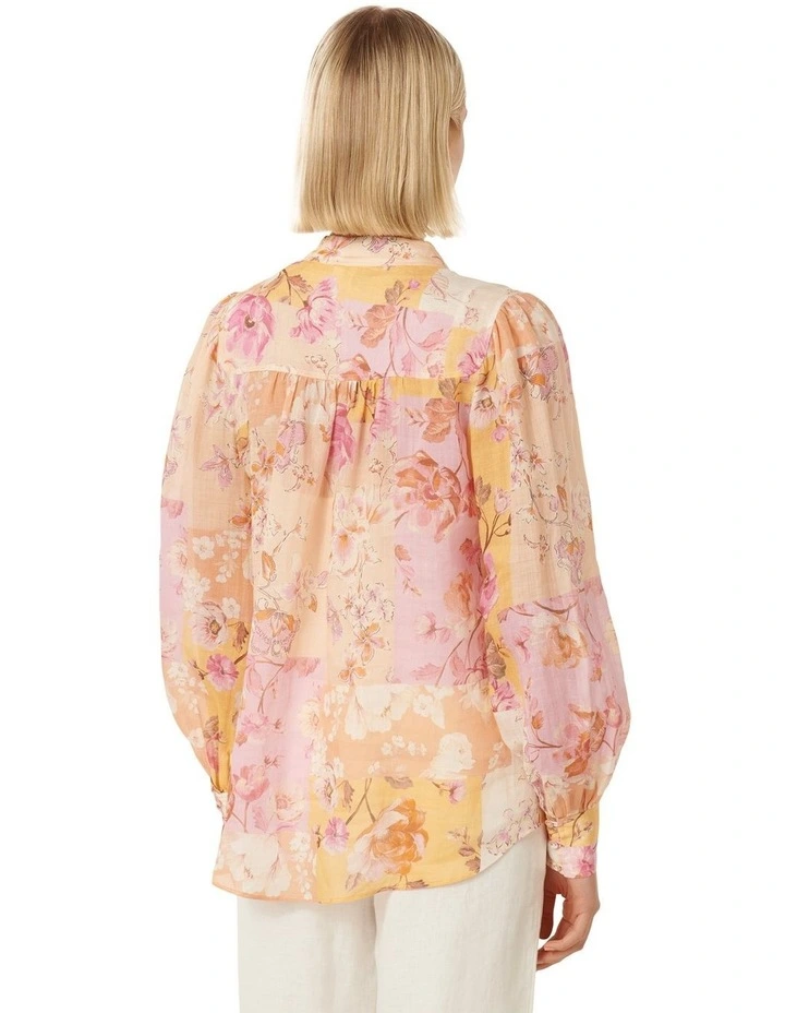 Delia Yoke Detail Blouse in Orange image 2
