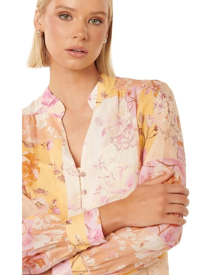 Delia Yoke Detail Blouse in Orange image 4