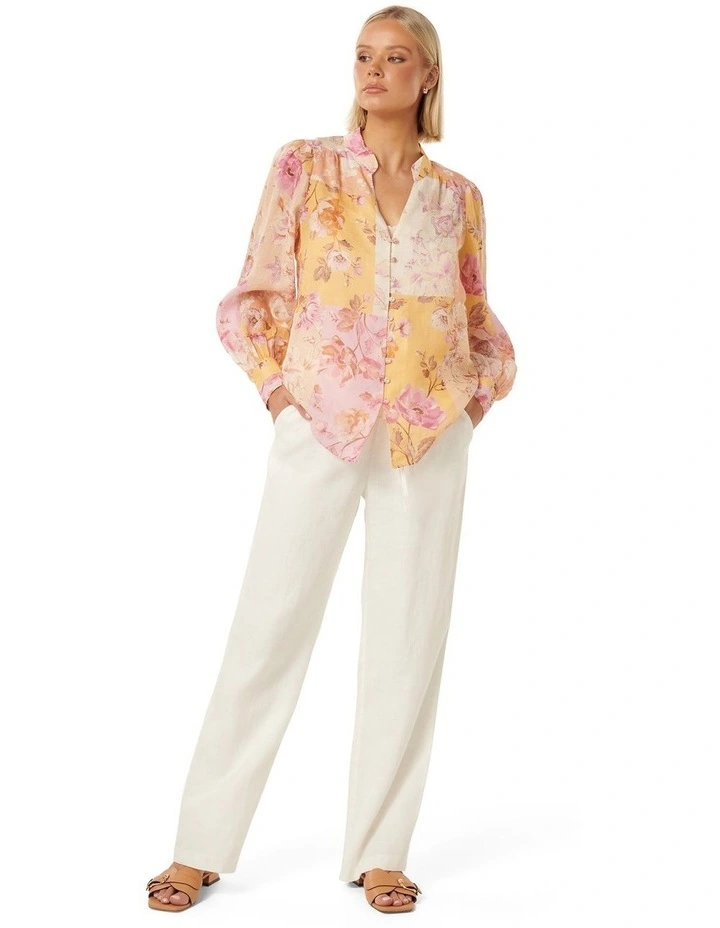 Delia Yoke Detail Blouse in Orange image 5